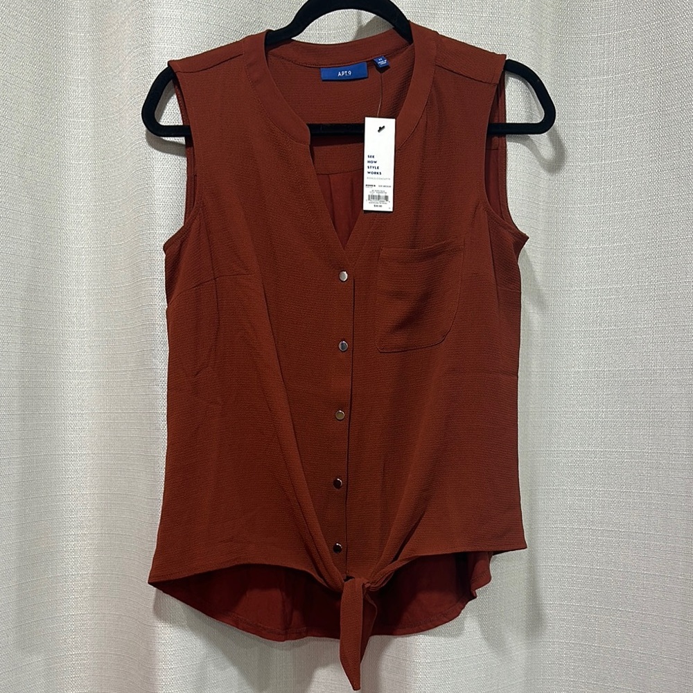 Apt. 9 Women's Button-Down Rust Blouse